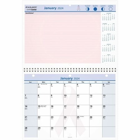 At-A-Glance BREAST CANCER MTHLY DESK/WAL CAL., 12-MTH AAGPMPN5028